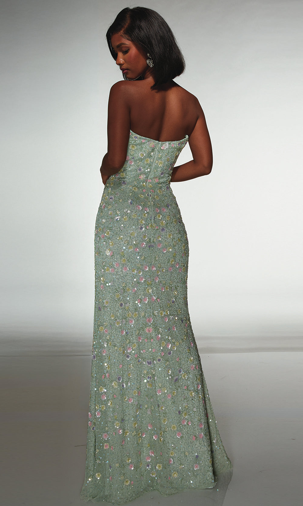 Alyce Paris 61998 - Embellished Fitted Gown with Heart Slit - detail view