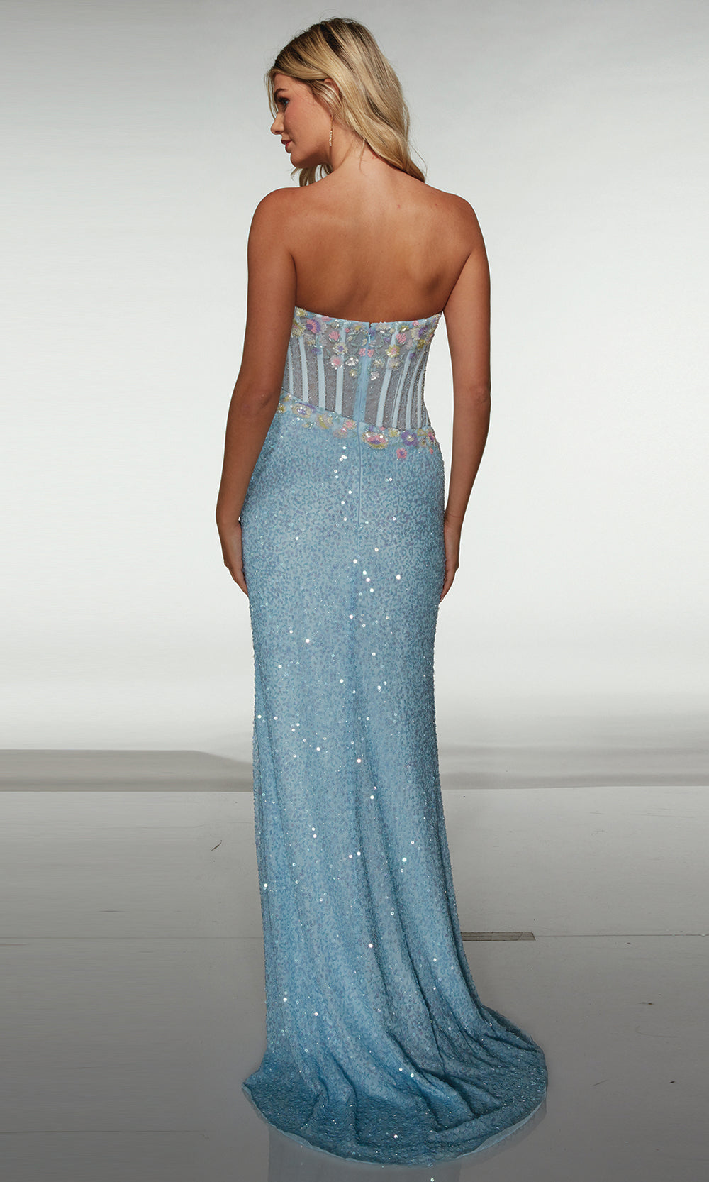Alyce Paris 62047 - Strapless Corset Gown with Slit - view 10