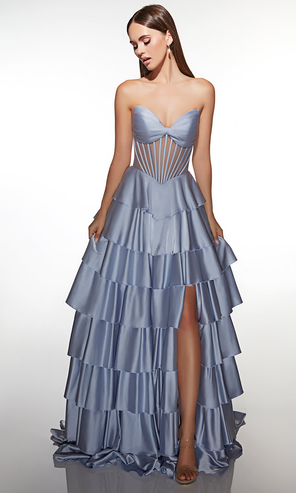 Alyce Paris 62056 - Tiered Ruffle Gown with Structured Bodice - designer prom dress at Silhouette Dresses