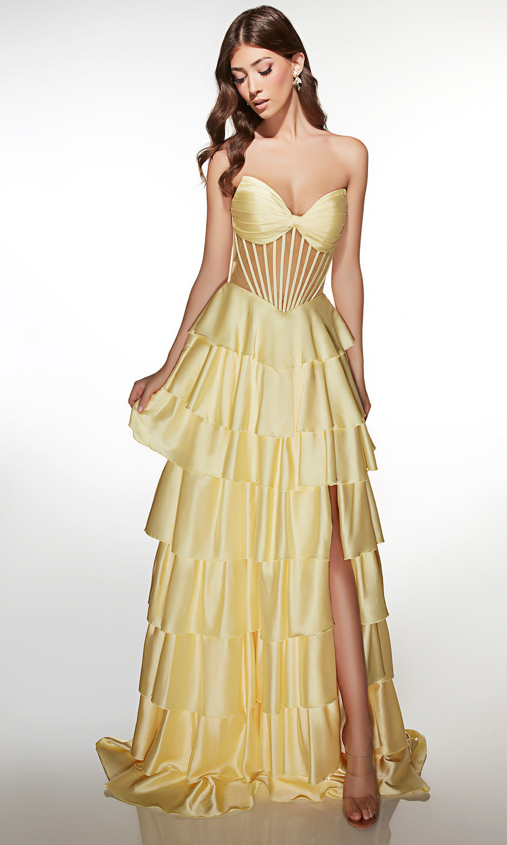 Alyce Paris 62056 - Tiered Ruffle Gown with Structured Bodice - view 4