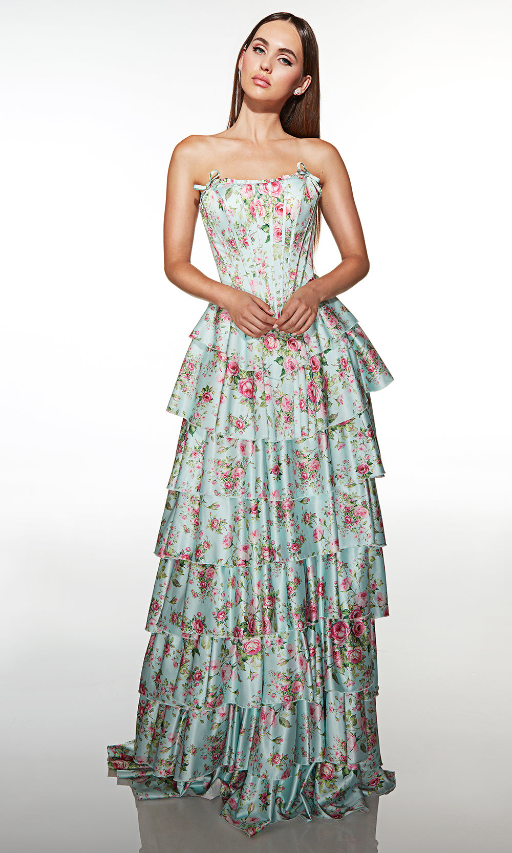 Alyce Paris 62066 - Strapless Floral Tiered A Line Gown - designer prom dress at Silhouette Dresses
