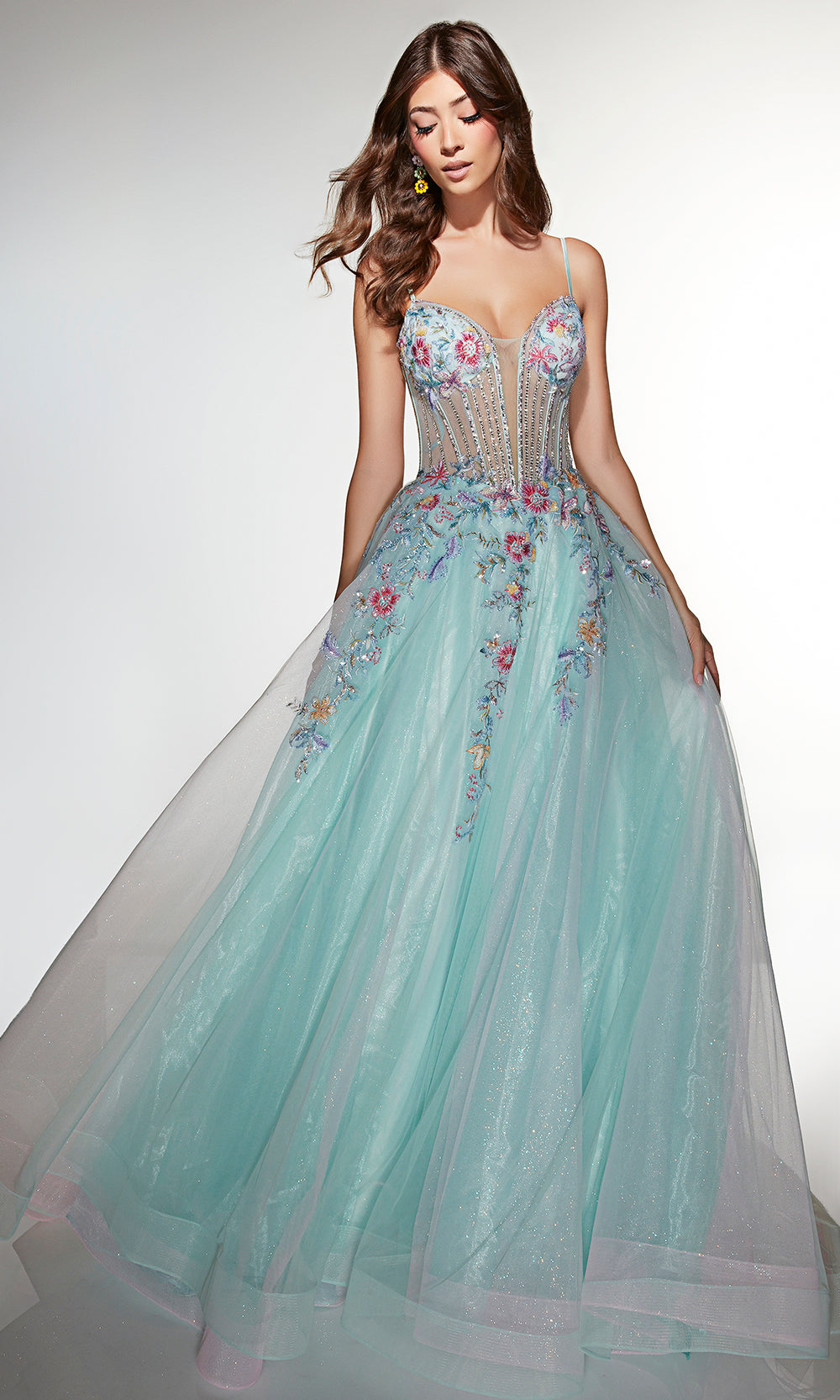 Alyce Paris 62068 - Floral Corset Ball Gown - back view