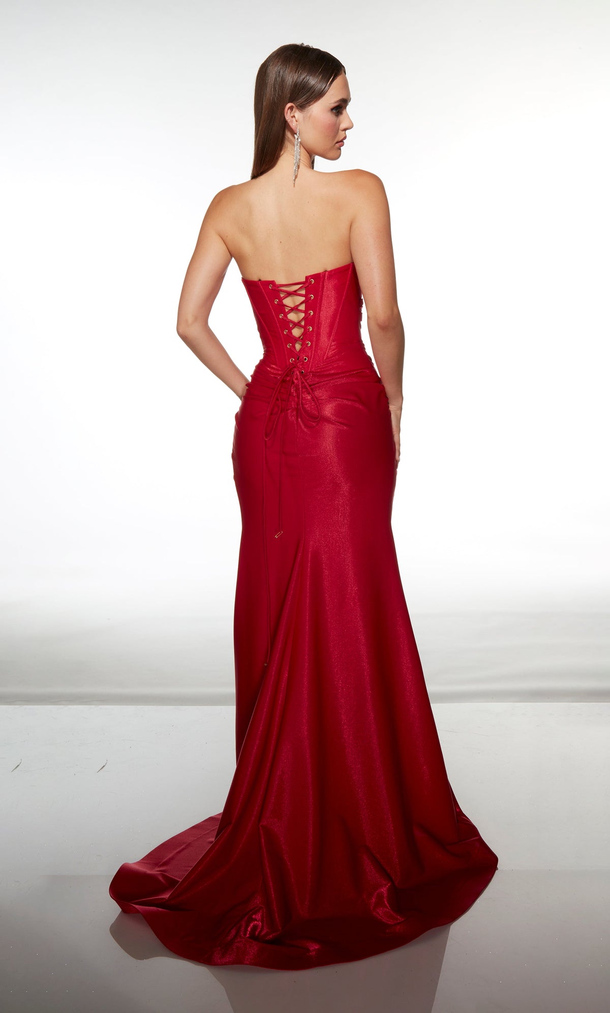 Alyce Paris 62128 - Strapless Ruched Gown with High Slit