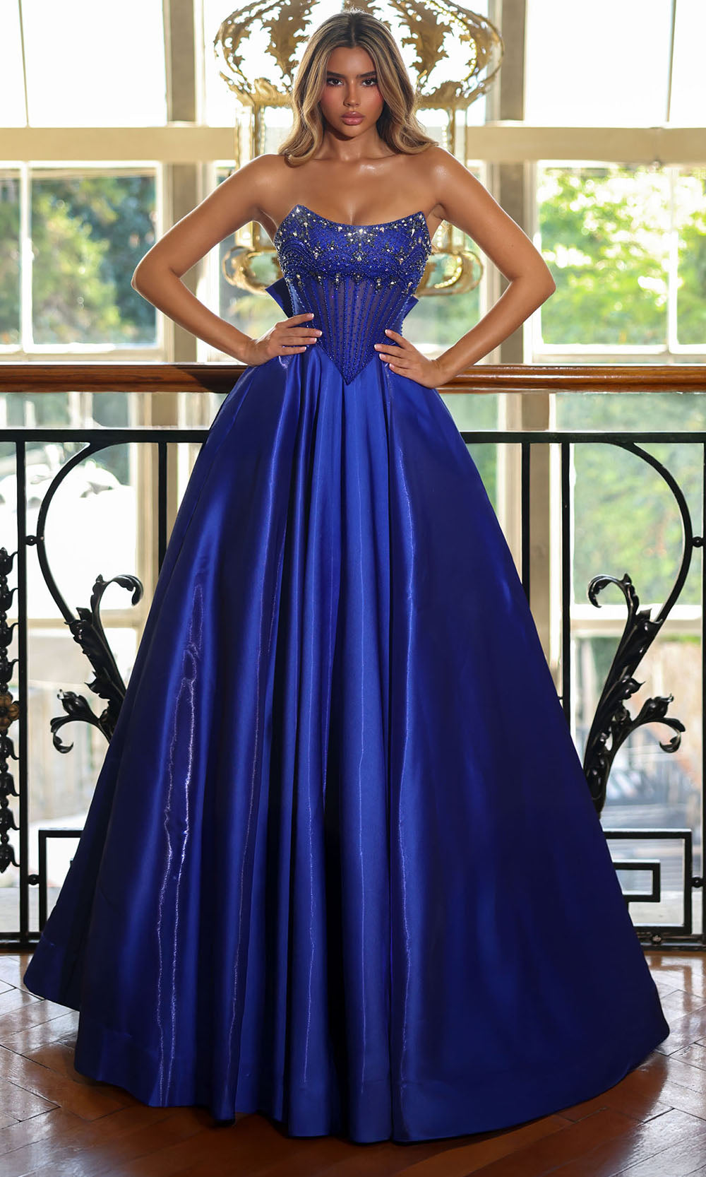 Alyce Paris 62134 - Strapless Ball Gown with Beaded Corset - detail view
