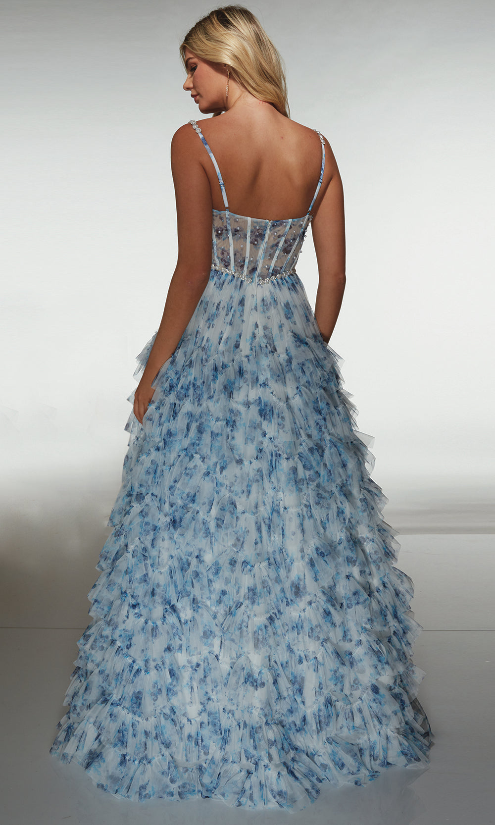 Alyce Paris 62182 - Floral Ruffle Ballgown with Beaded Bodice - view 4
