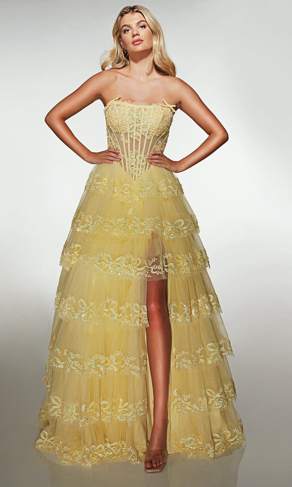 Alyce Paris 62191 - Tiered Ball Gown with Beaded Corset - designer prom dress at Silhouette Dresses
