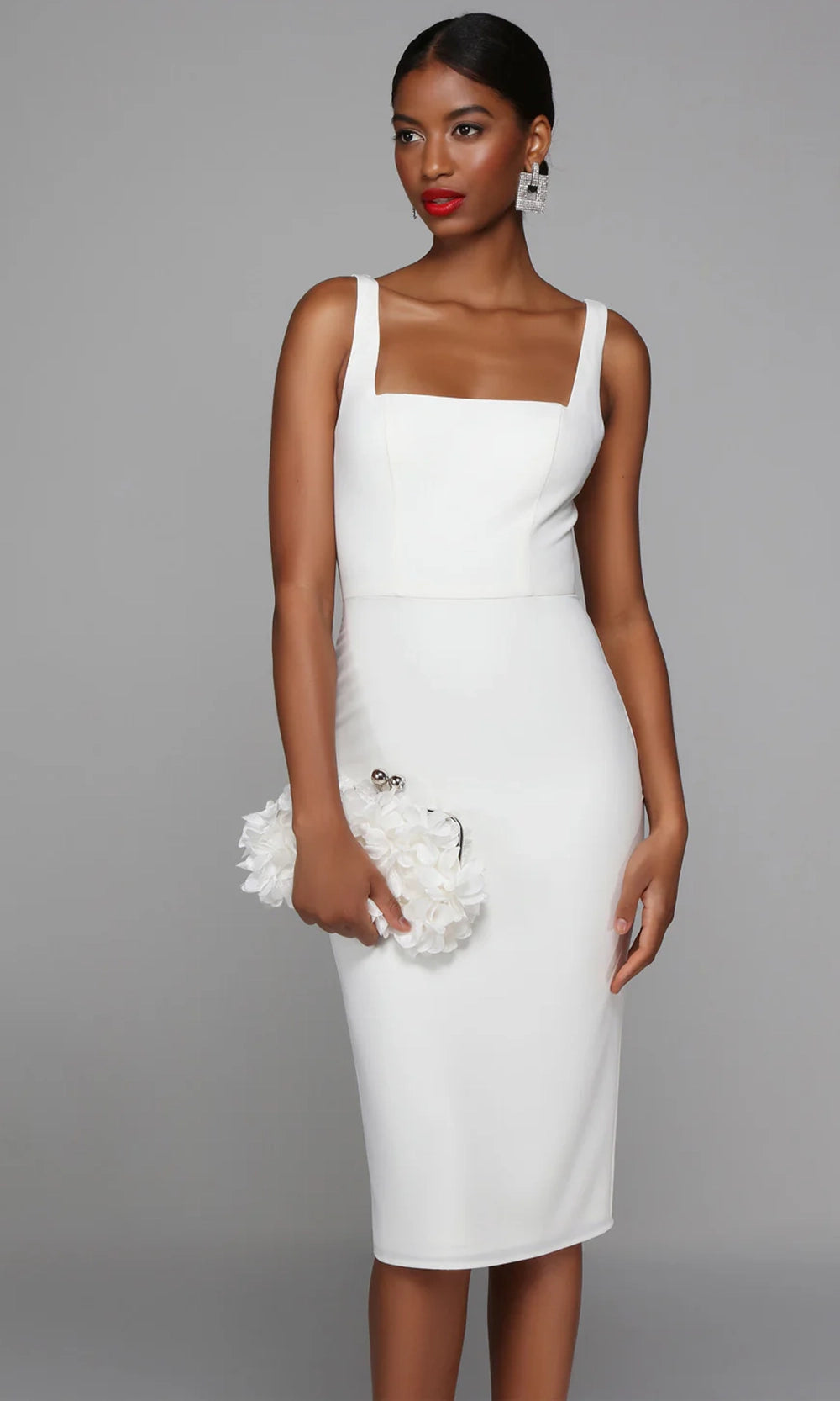 Alyce Paris 70010 - Square Neck Fitted Sheath Dress - back view
