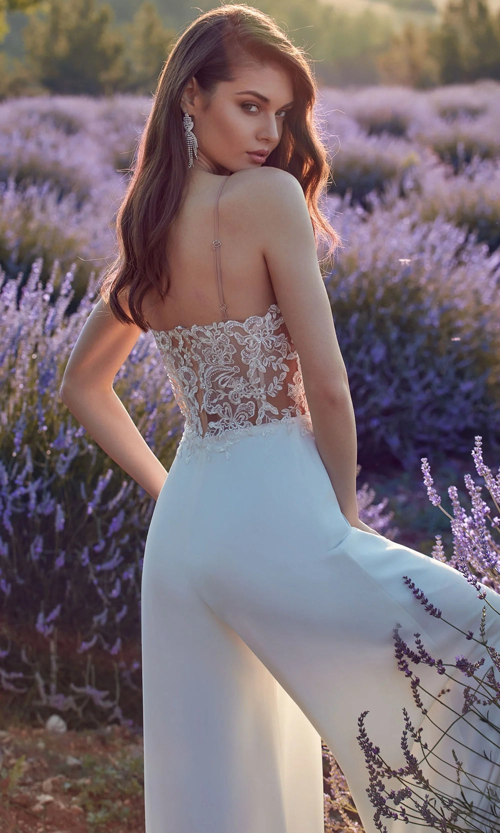 Alyce Paris 70017 - Sheer Lace Bodice Wide-Leg Jumpsuit - view 8