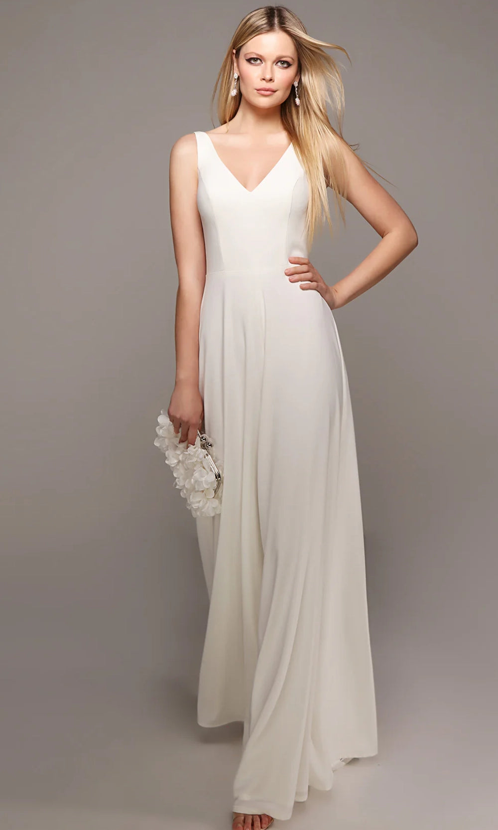 Alyce Paris 70021 - Sleeveless V-Neck Wide-Leg Jumpsuit - back view