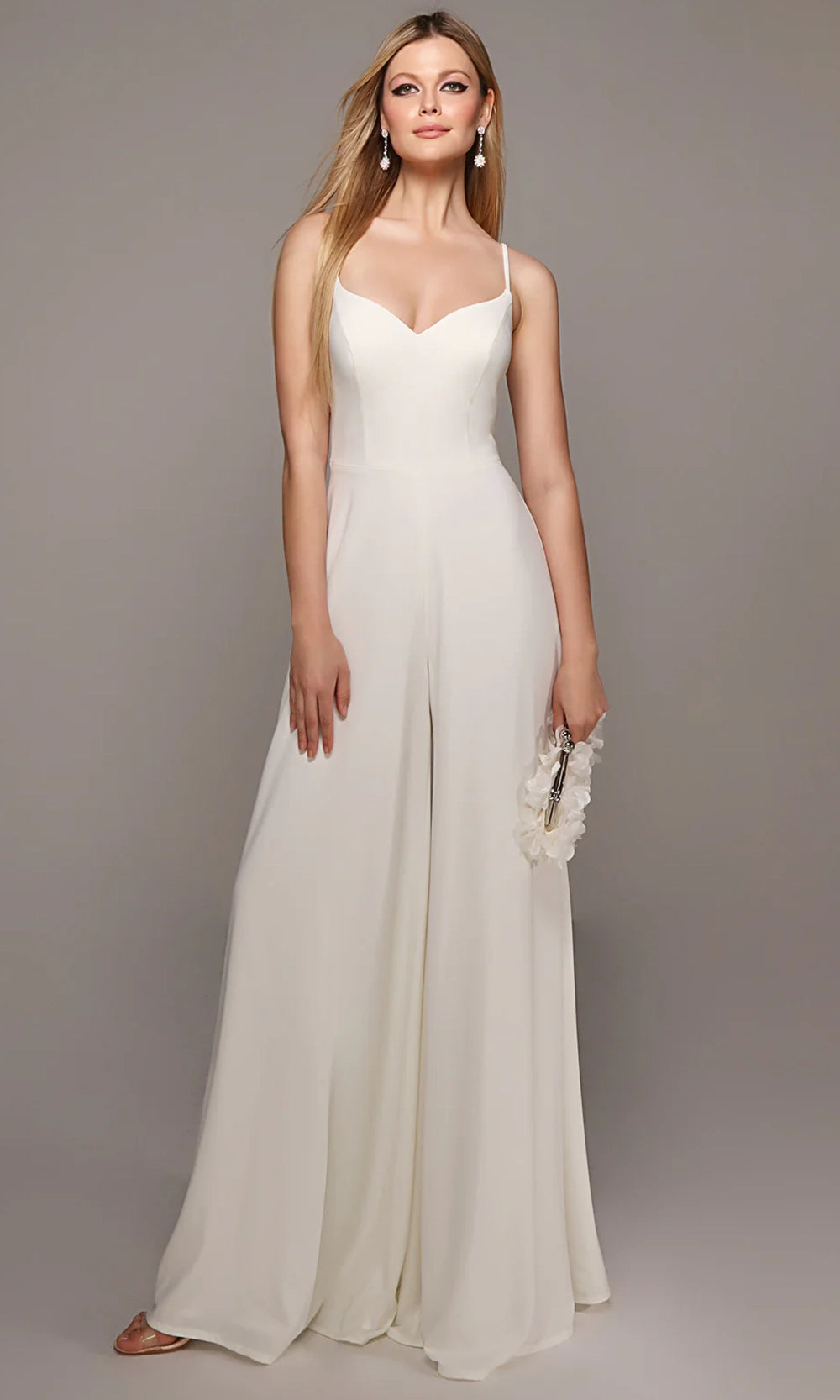 Alyce Paris 70022 - Spaghetti Strap Soft Flowing Jumpsuit - detail view
