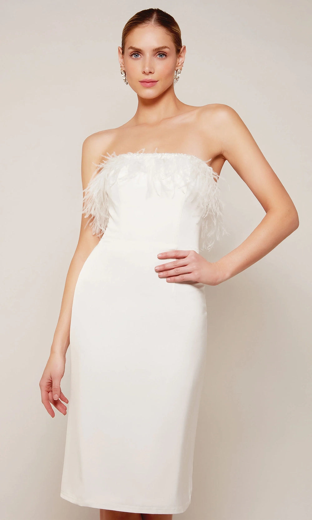 Alyce Paris 70028 - Feather Trim Strapless Cocktail Dress - designer cocktail dress at Silhouette Dresses