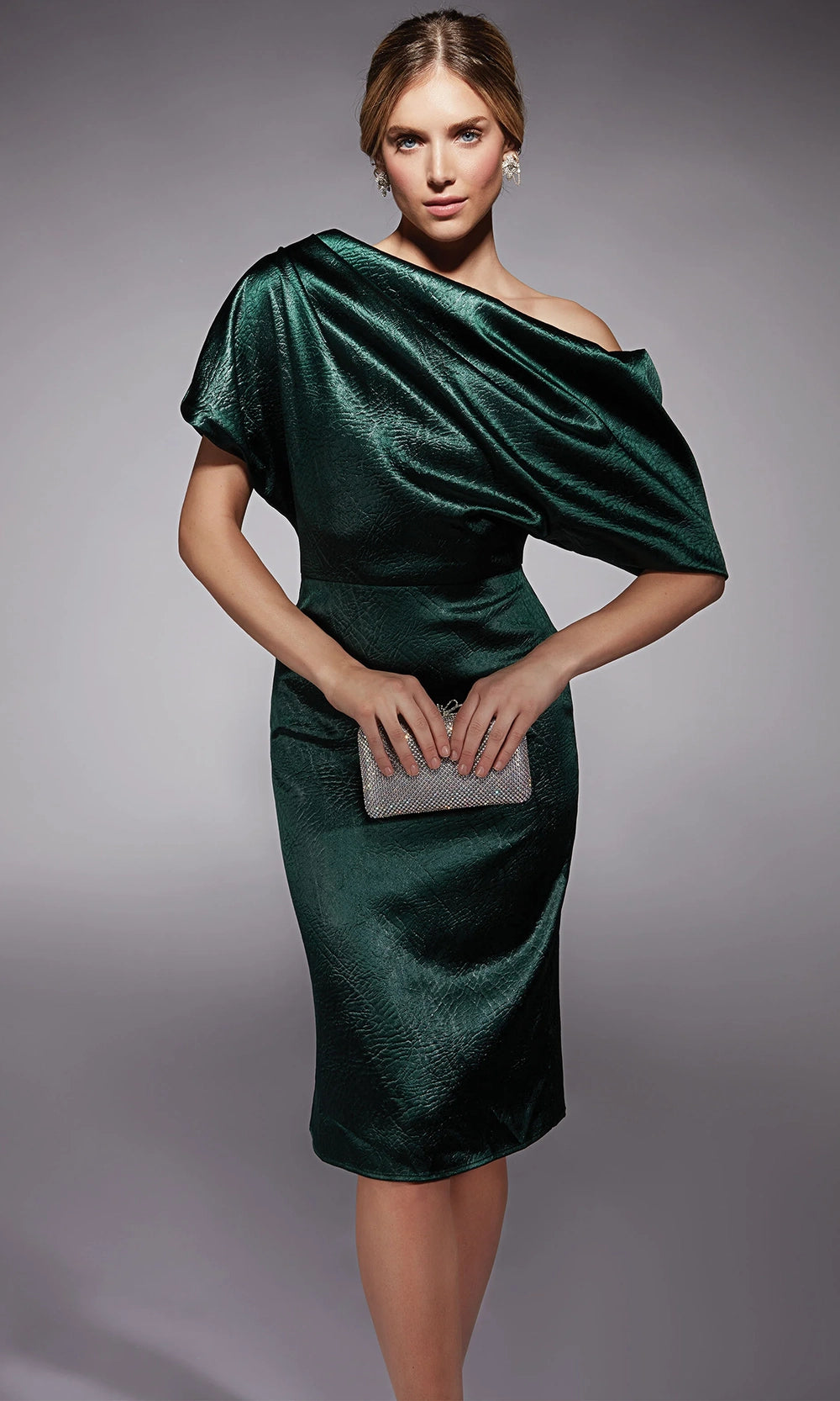 Alyce Paris 70060 - Asymmetric Textured Charmeuse Cocktail Dress - designer cocktail dress at Silhouette Dresses