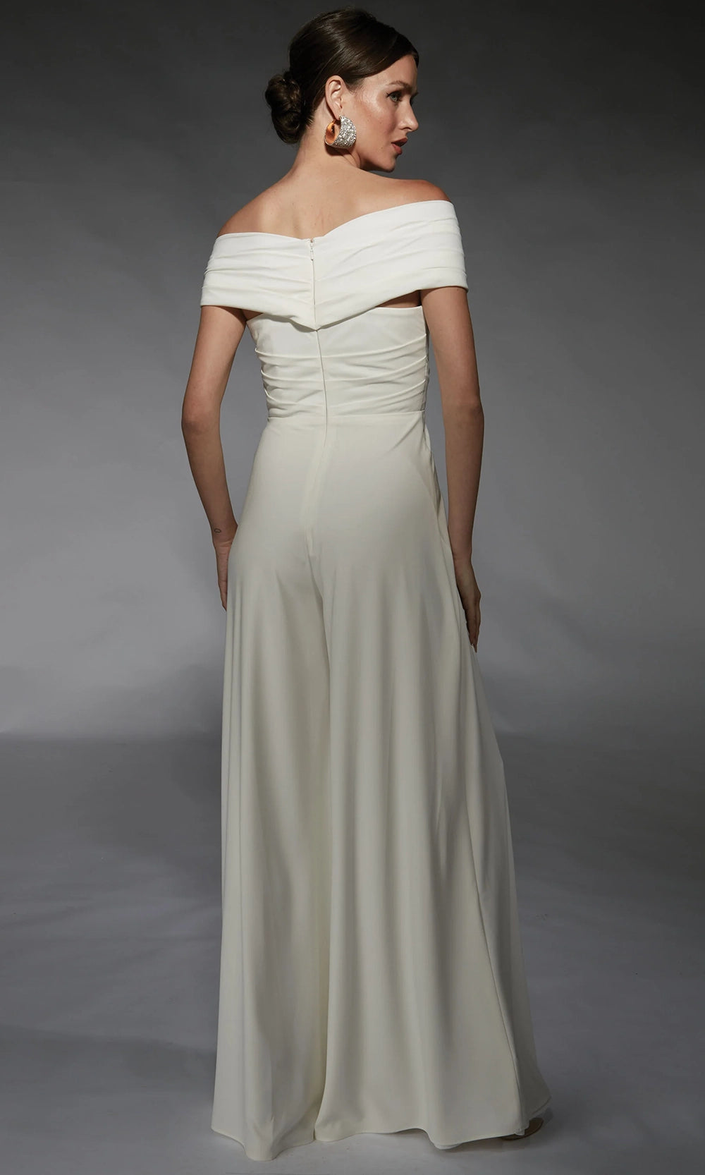 Alyce Paris 70067 - Elegant Off Shoulder Ruched Jumpsuit - detail view