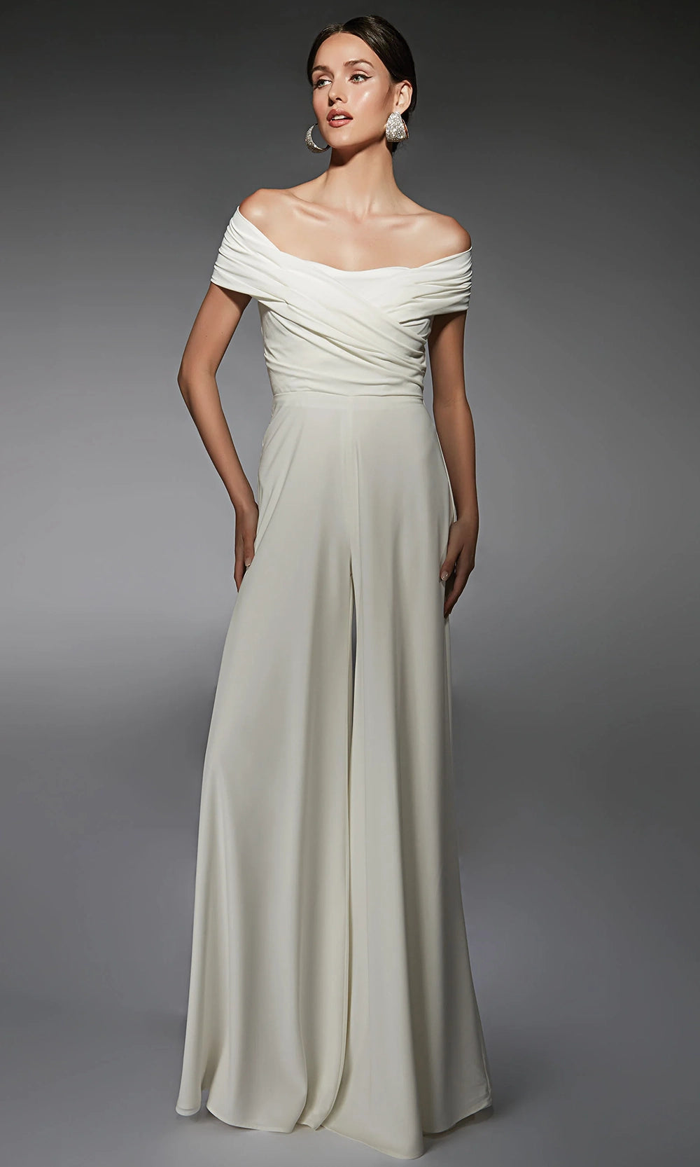 Alyce Paris 70067 - Elegant Off Shoulder Ruched Jumpsuit - view 4