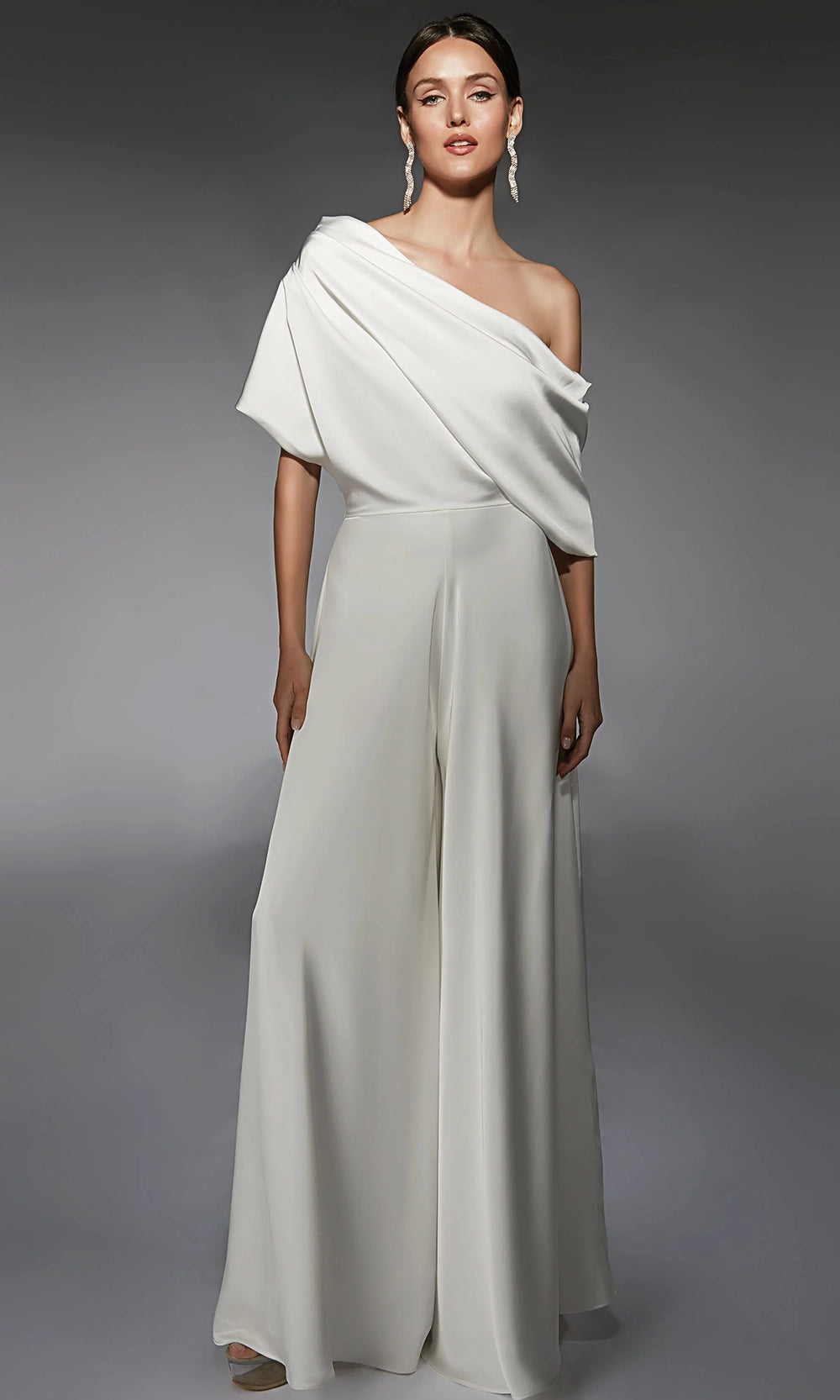 Alyce Paris 70072 - Draped Asymmetric Satin Jumpsuit - designer formal jumpsuit at Silhouette Dresses