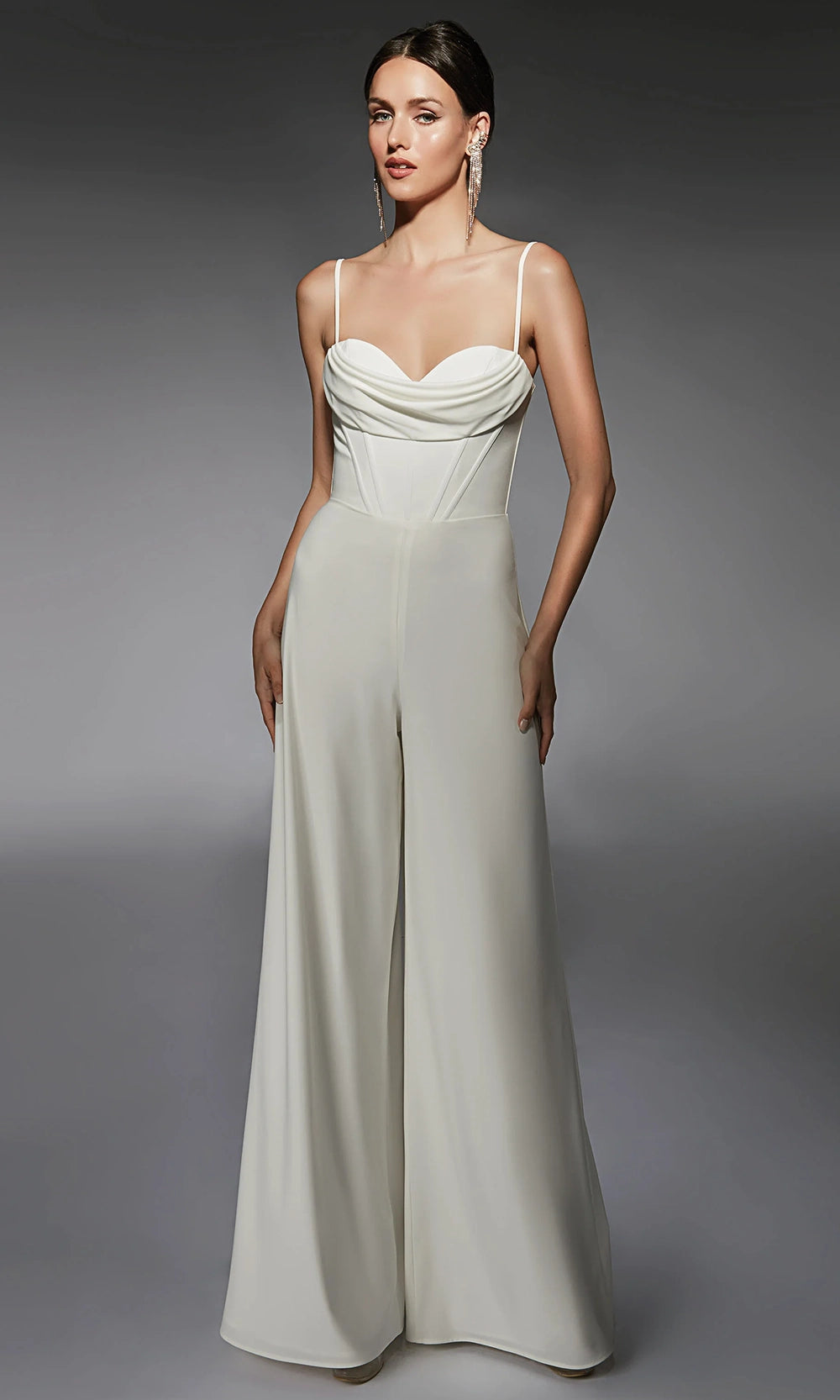 Alyce Paris 70075 - Draped Sleeveless Wide-Leg Jumpsuit - view 4