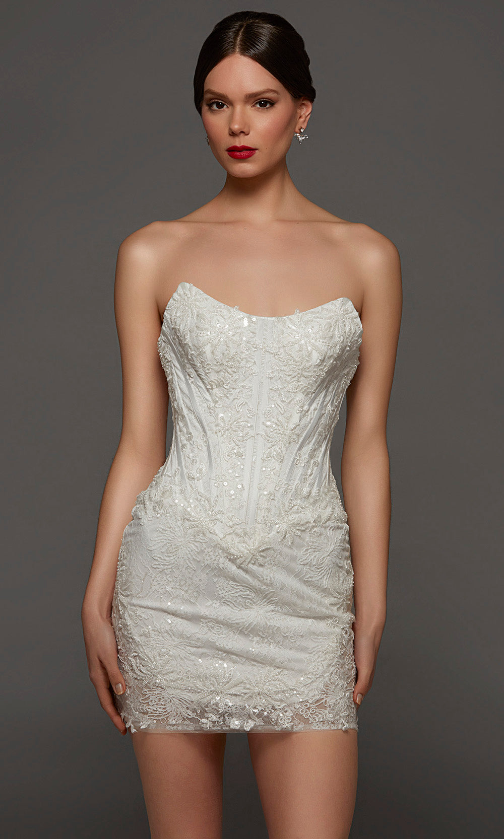 Alyce Paris 70116 - Lace Bodice Strapless Bridal Mini Dress