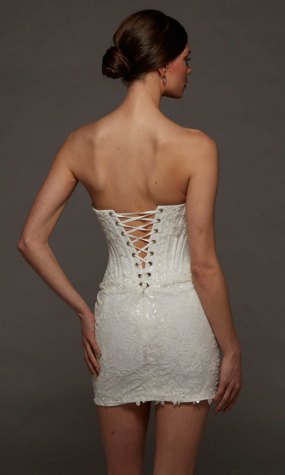 Alyce Paris 70116 - Lace Bodice Strapless Bridal Mini Dress