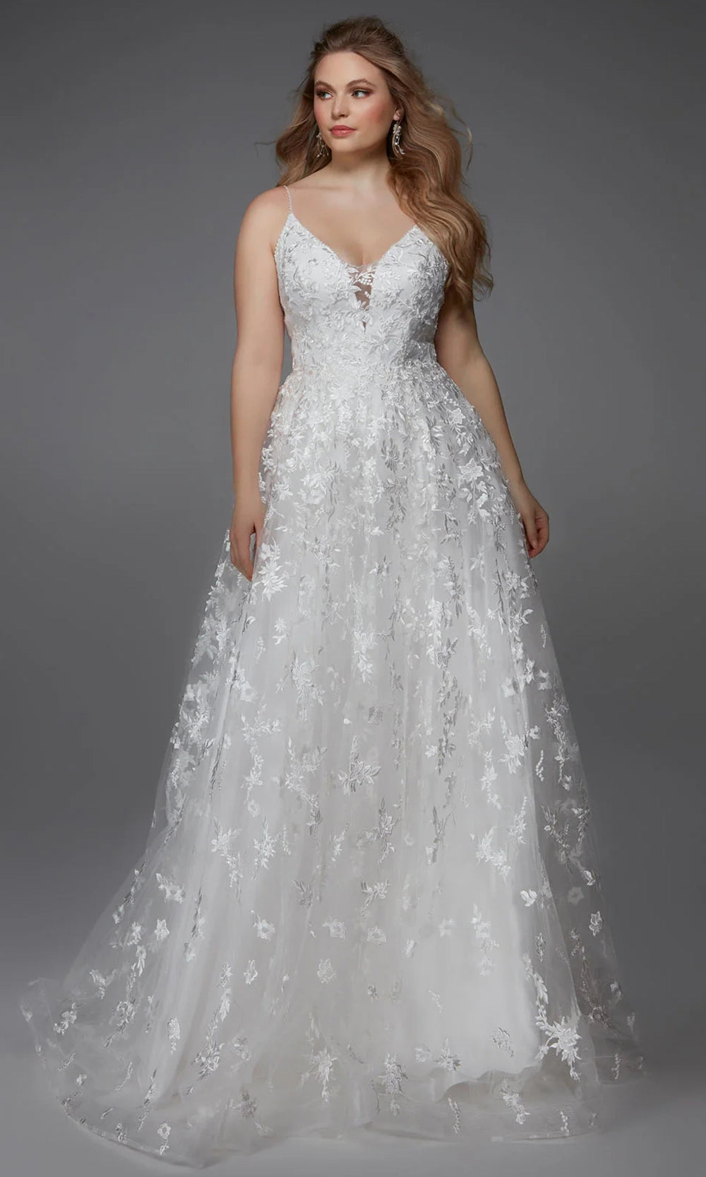 Alyce Paris 7012 - Floral Lace A-Line Long Gown - detail view