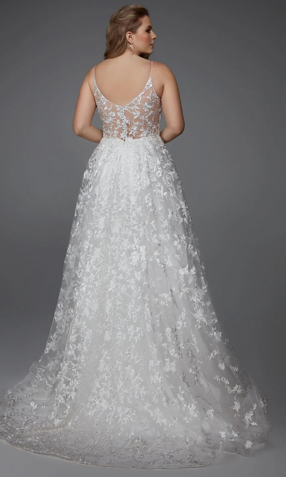 Alyce Paris 7012 - Floral Lace A-Line Long Gown - view 4