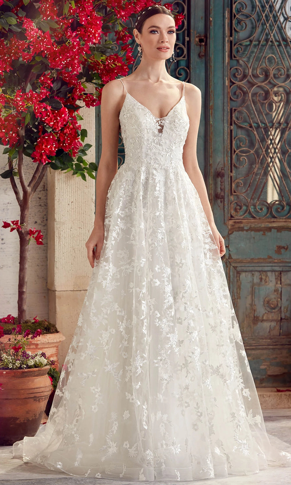 Alyce Paris 7012 - Floral Lace A-Line Long Gown - view 6