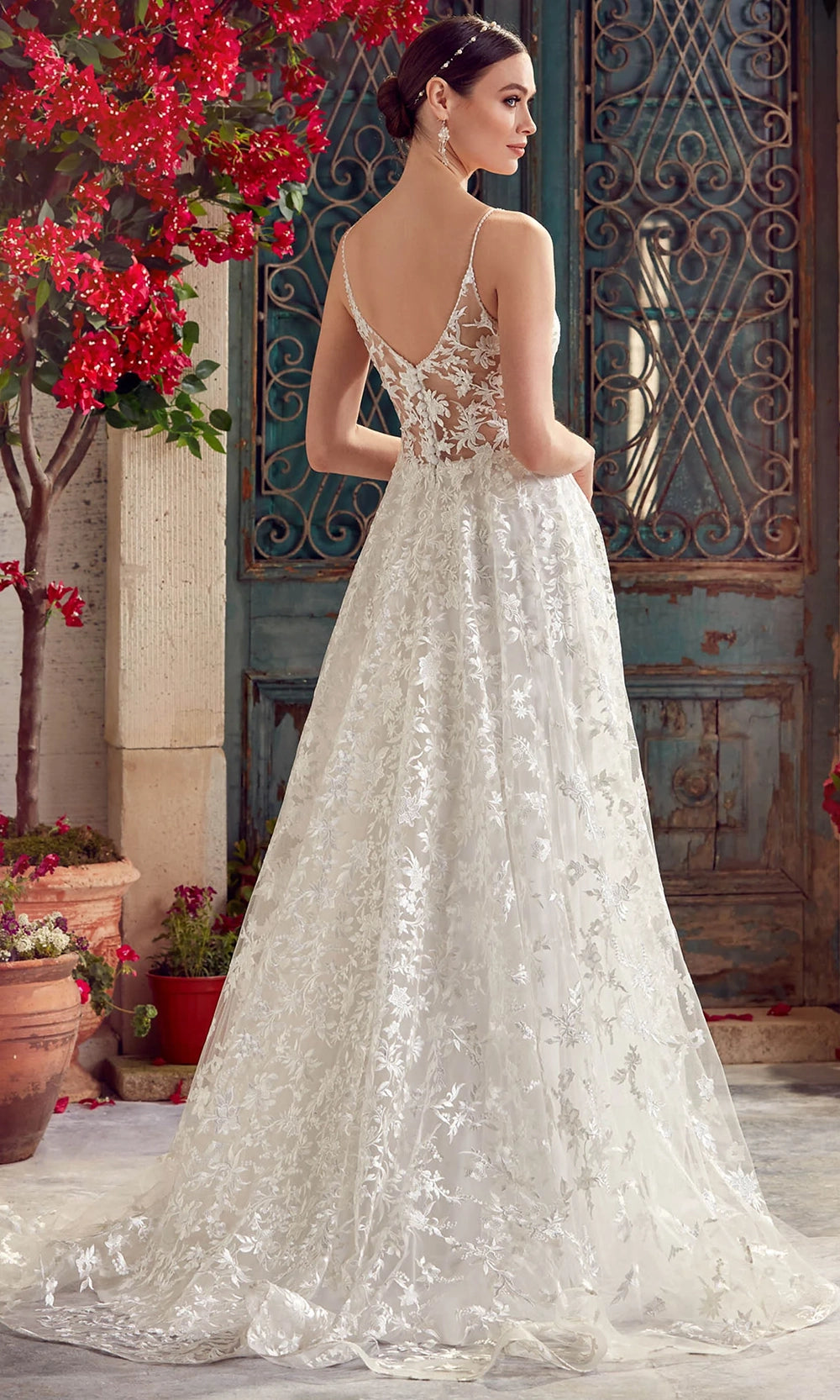 Alyce Paris 7012 - Floral Lace A-Line Long Gown - view 8