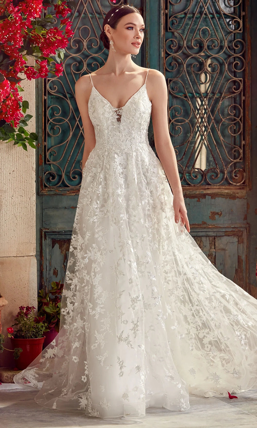 Alyce Paris 7012 - Floral Lace A-Line Long Gown - view 7