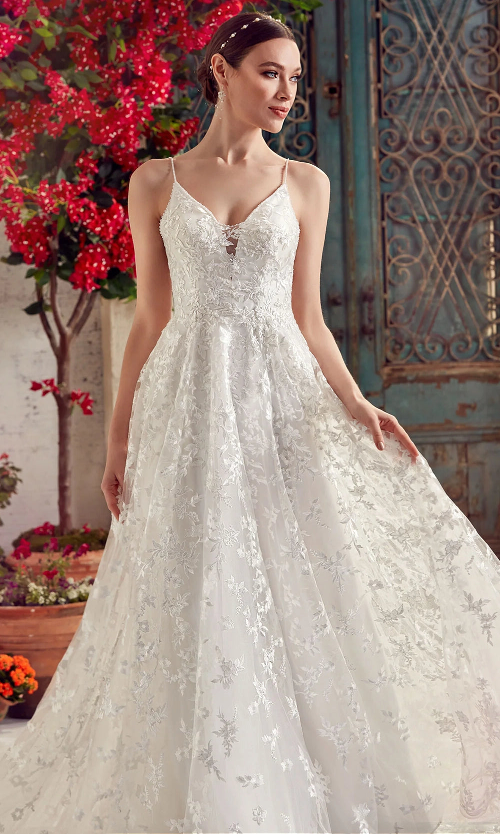 Alyce Paris 7012 - Floral Lace A-Line Long Gown - view 9