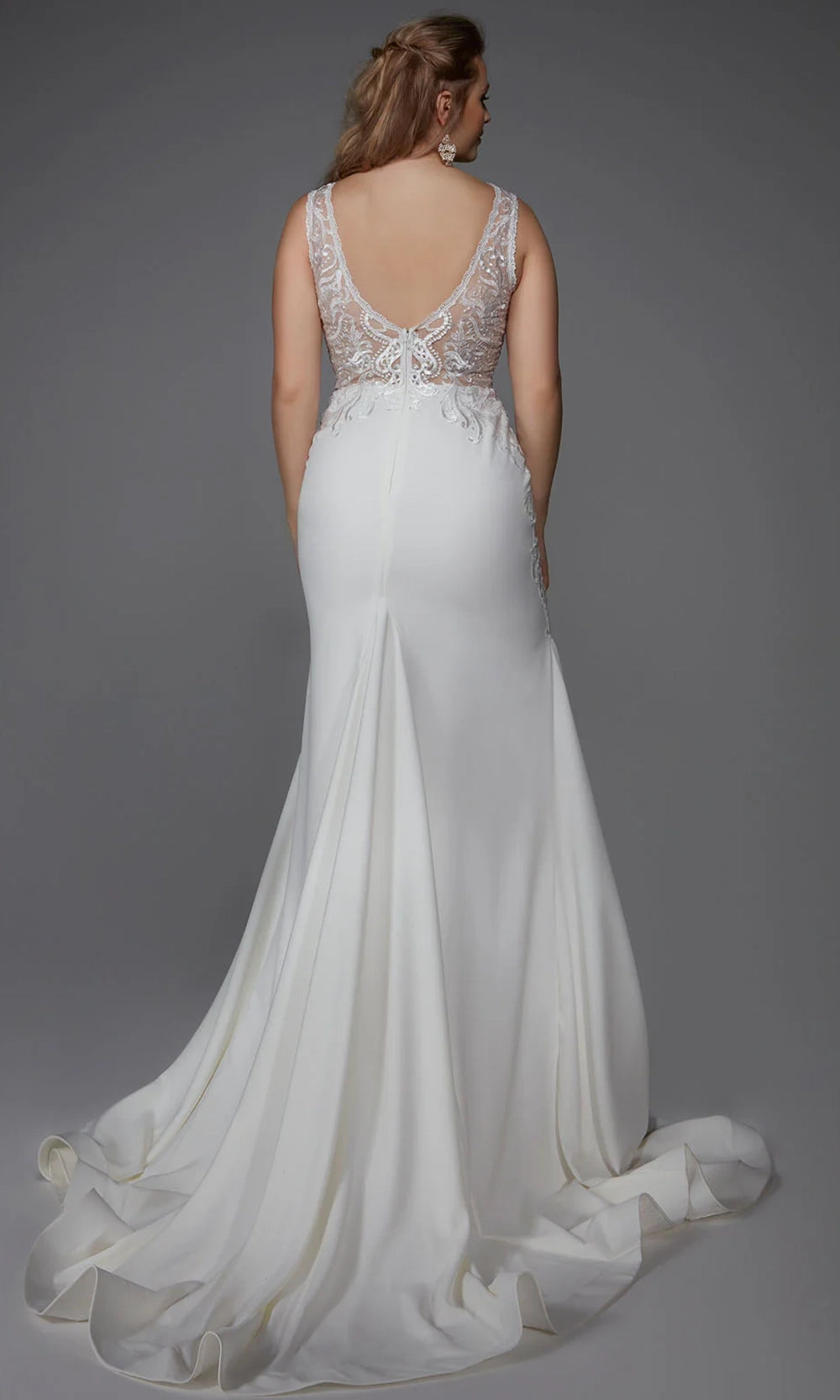 Alyce Paris 7016 - Illusion Lace Bodice Plunging V-Neck Gown - detail view