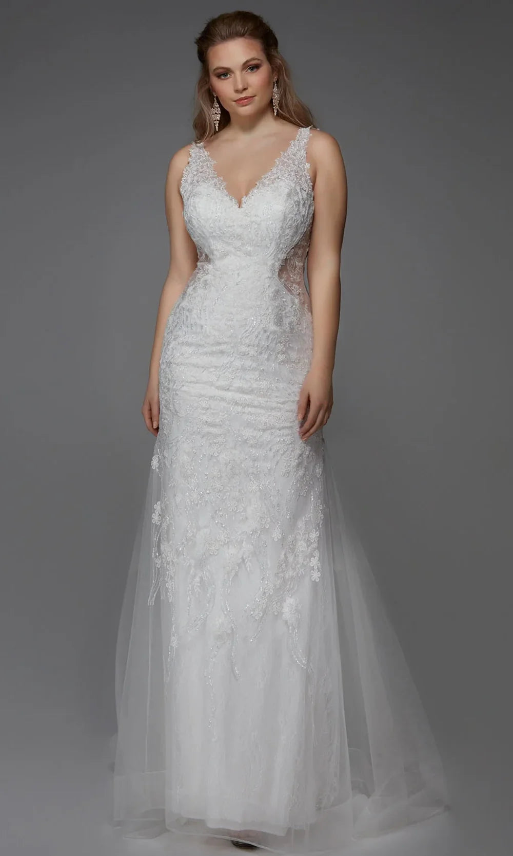 Alyce Paris 7017 - Illusion Lace Trumpet Bridal Gown