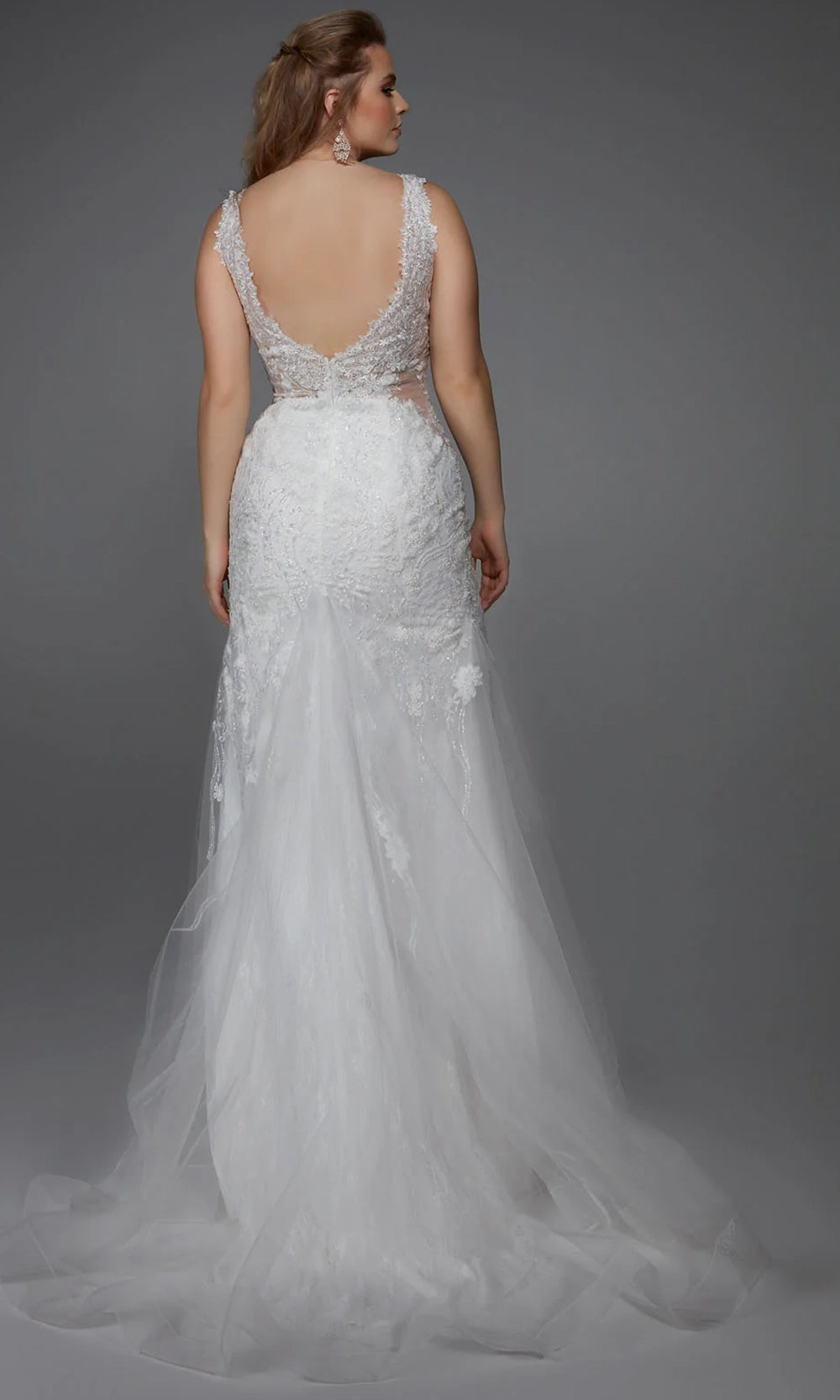 Alyce Paris 7017 - Illusion Lace Trumpet Bridal Gown - detail view