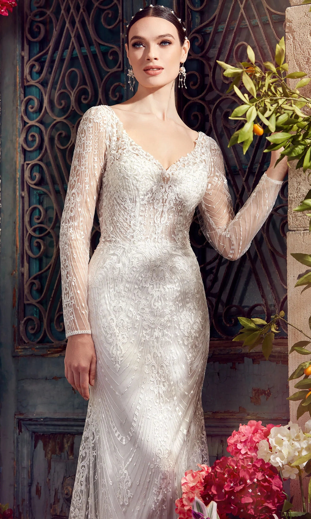 Alyce Paris 7030 - Long Sleeve Embroidered Tulle Dress - view 11