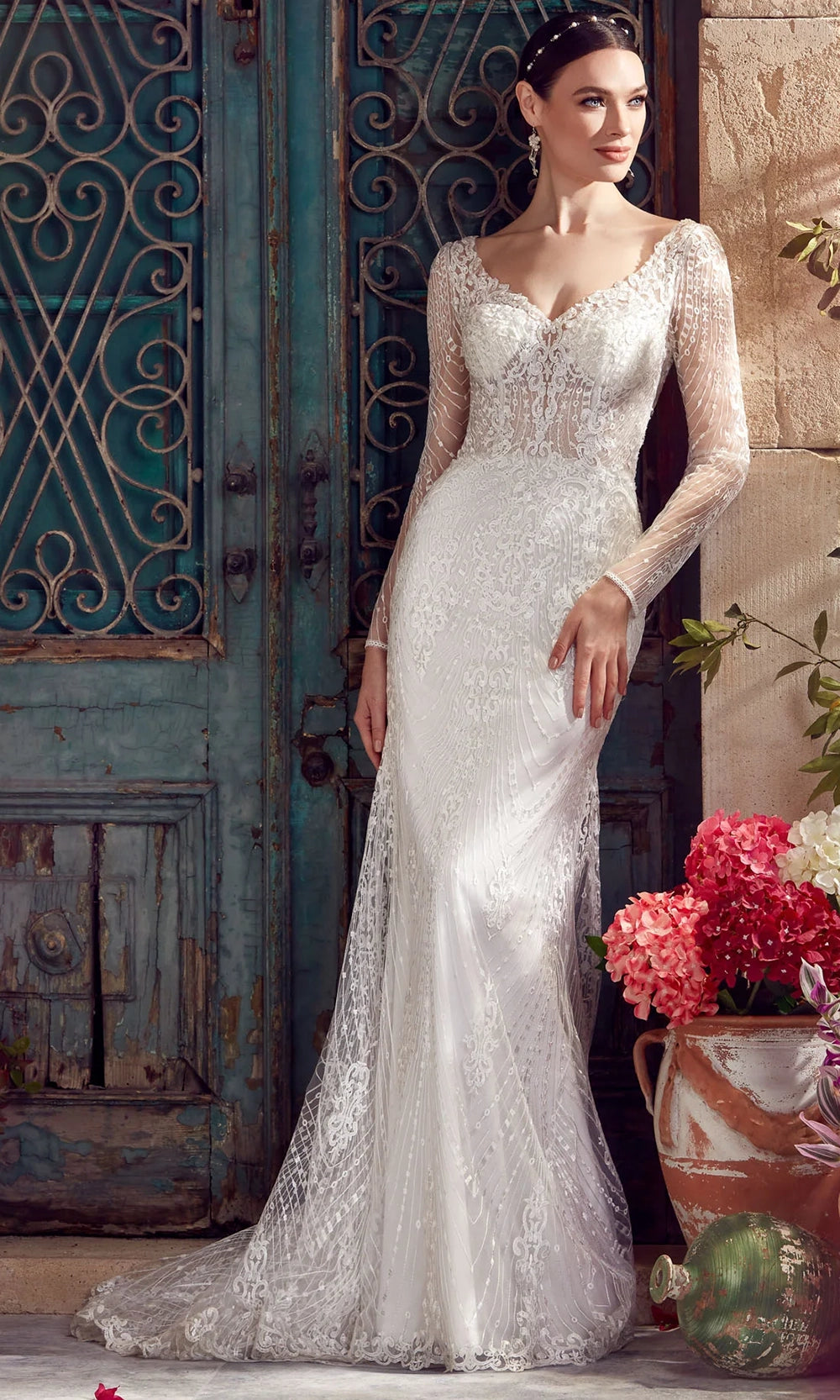 Alyce Paris 7030 - Long Sleeve Embroidered Tulle Dress - view 9