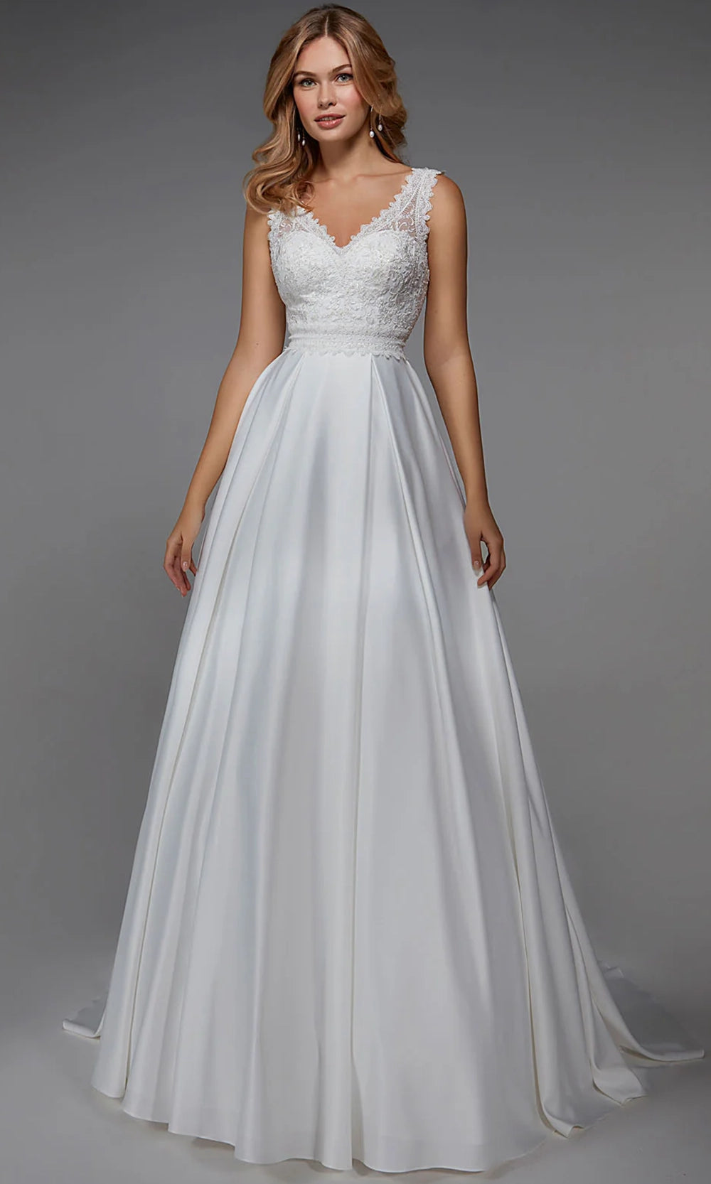 Alyce Paris 7035 - Scoop Back Lace Bodice A-Line Gown - designer wedding dress at Silhouette Dresses