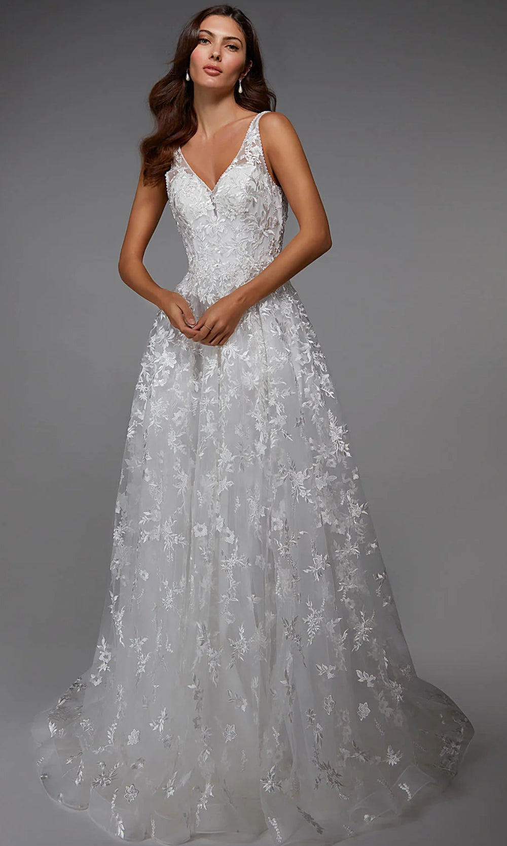 Alyce Paris 7037 - Floral Lace Low V-Back Gown - designer wedding dress at Silhouette Dresses