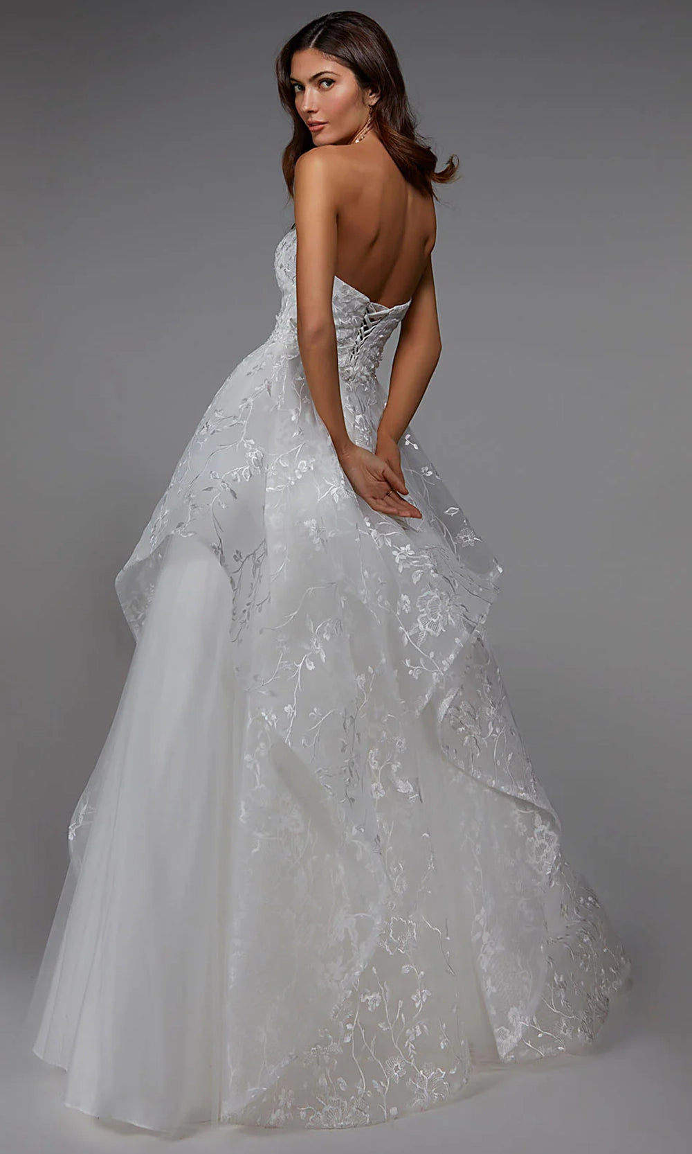 Alyce Paris 7041 - Strapless Lace-Up Back Tulle Ballgown - detail view