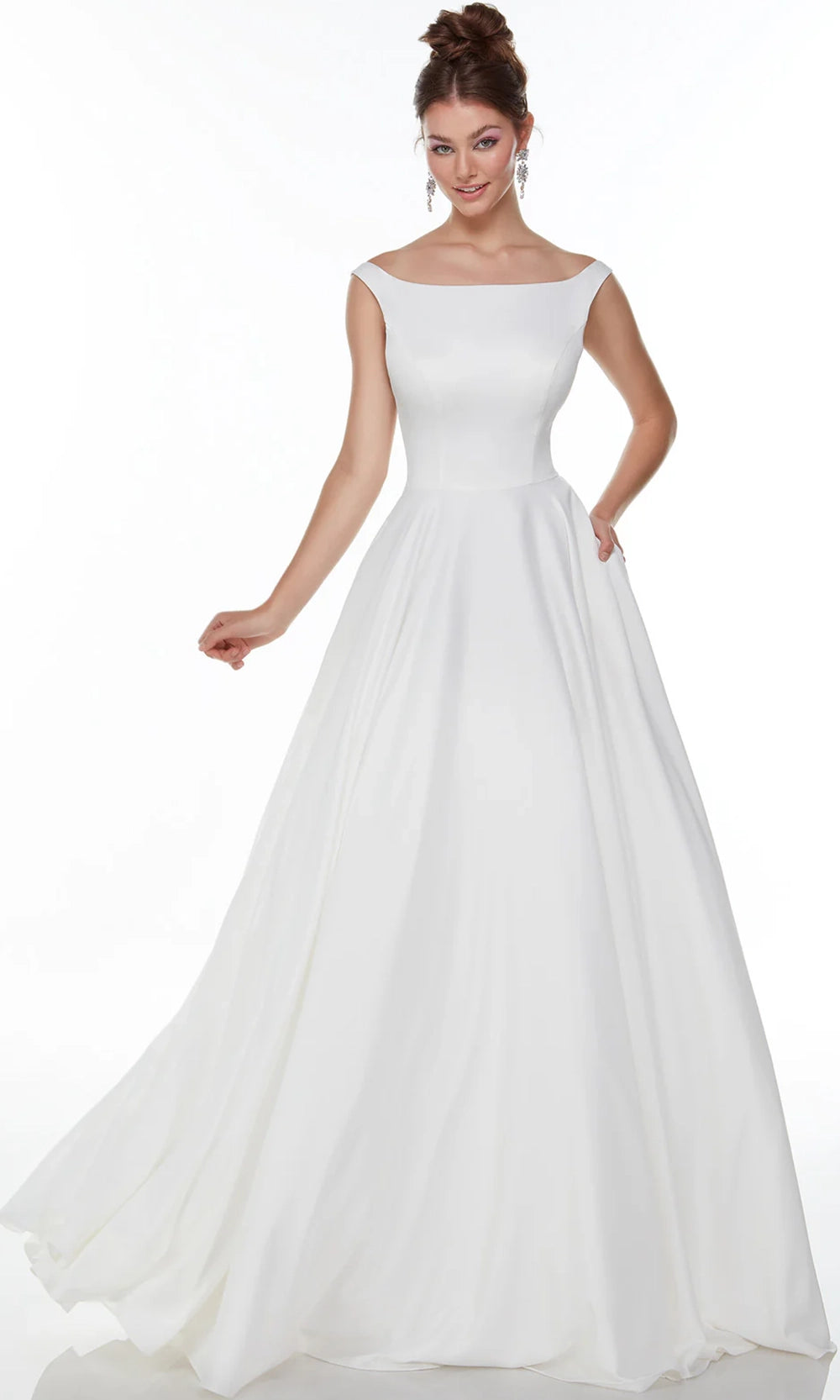 Alyce Paris 7054 - Button Back Perfect Satin A-Line Gown - designer wedding dress at Silhouette Dresses