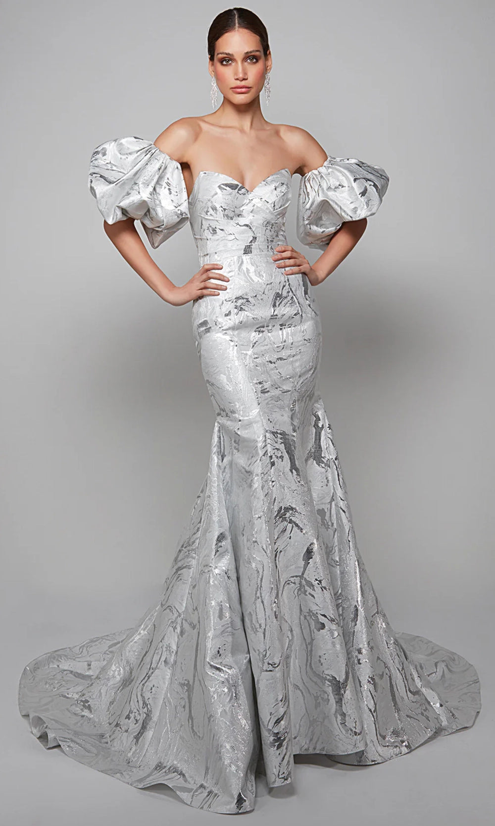 Alyce Paris 7055 - Jacquard Strapless Trumpet Gown - designer wedding dress at Silhouette Dresses