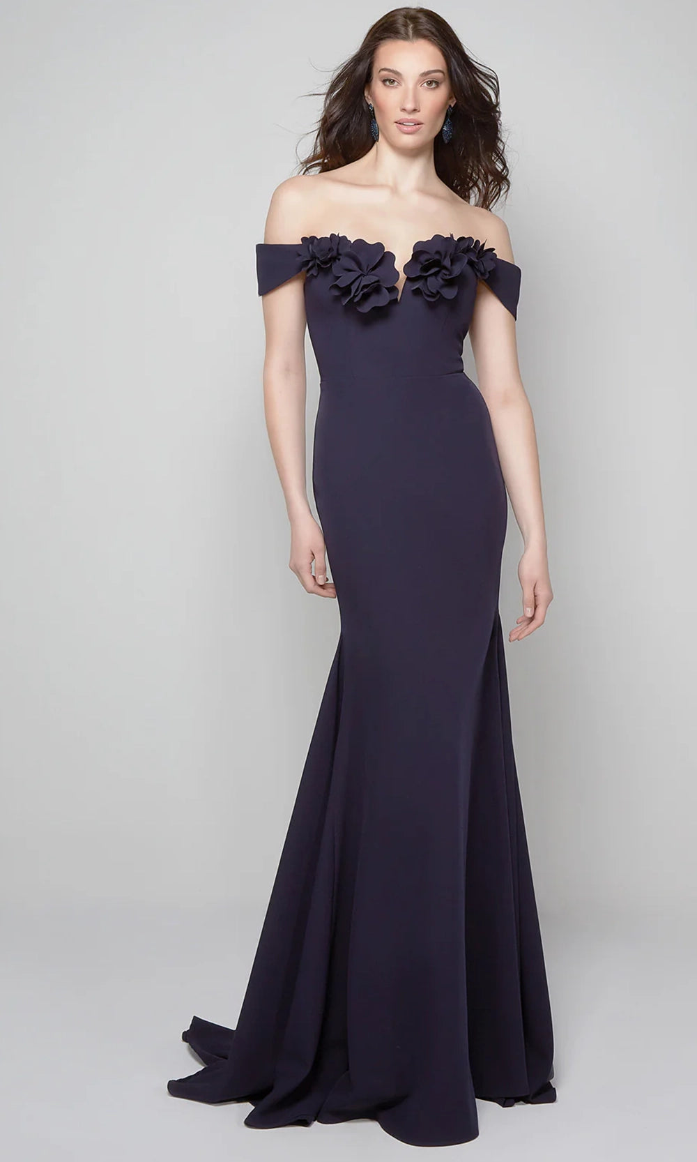 Alyce Paris 7062 - Off Shoulder Floral Appliqued Gown - view 5