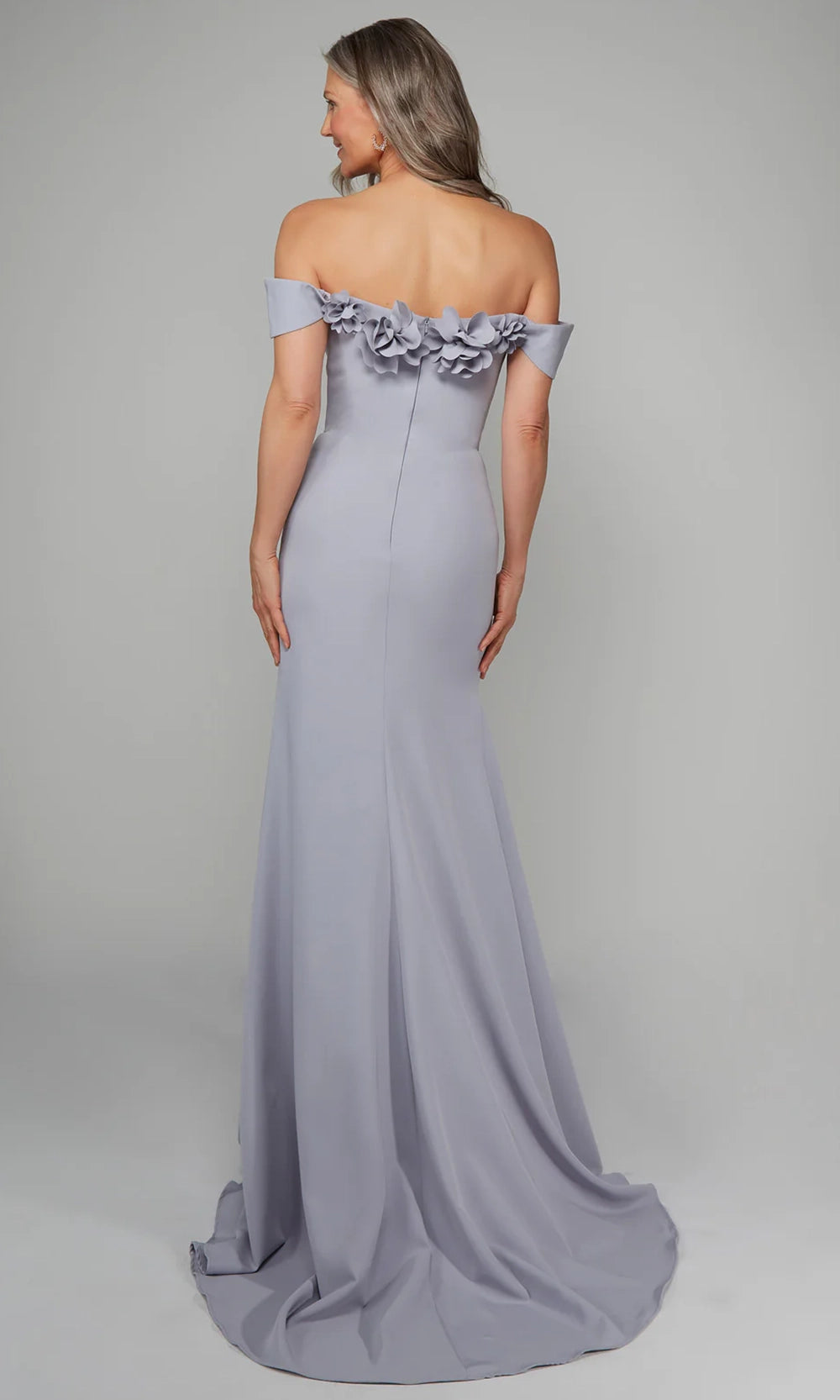 Alyce Paris 7062 - Off Shoulder Floral Appliqued Gown - view 8