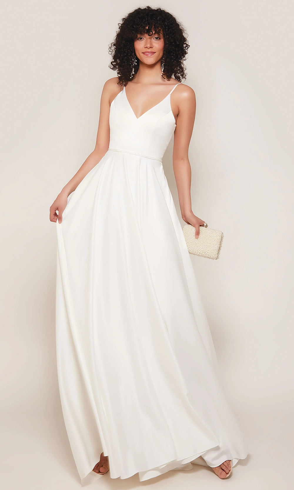 Alyce Paris 7089 - Minimalist V-Neck A-line Dress - back view