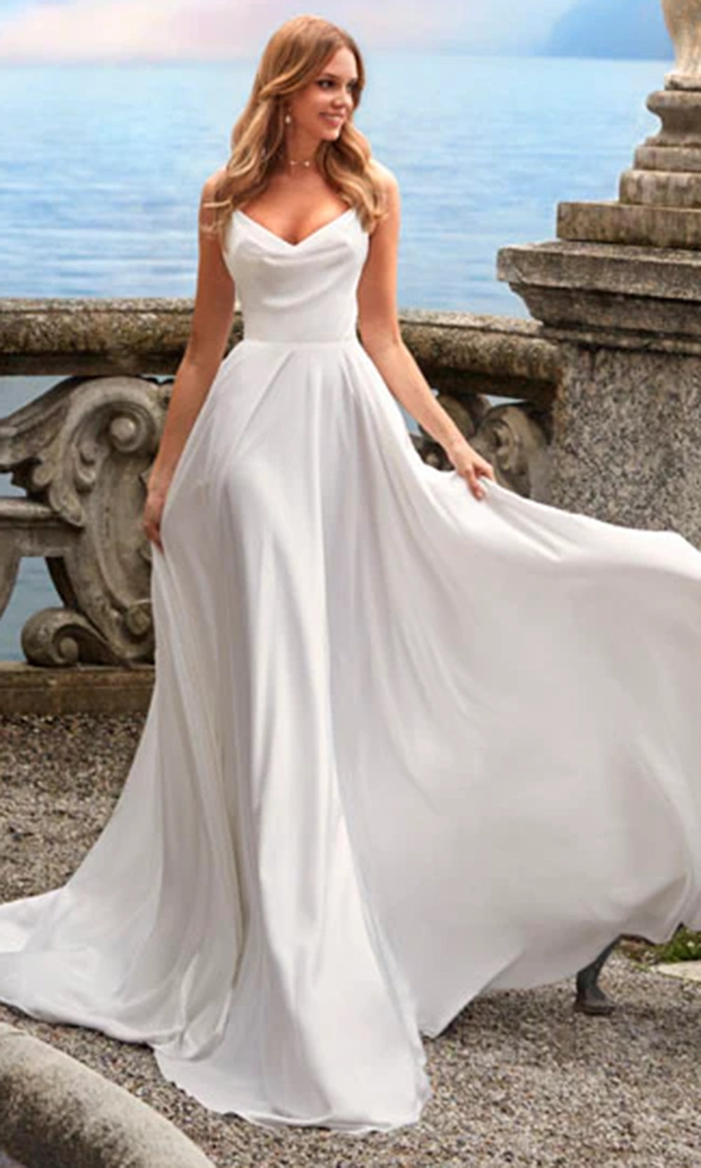 Alyce Paris 7100 - Cowl Neckline Sleeveless Satin Gown - view 4