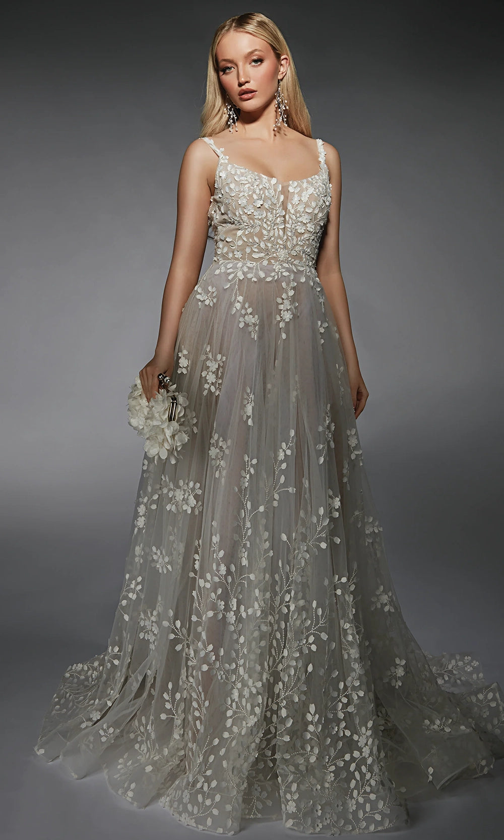 Alyce Paris 7132 - Floral Appliqued A-line Bridal Gown - designer wedding dress at Silhouette Dresses