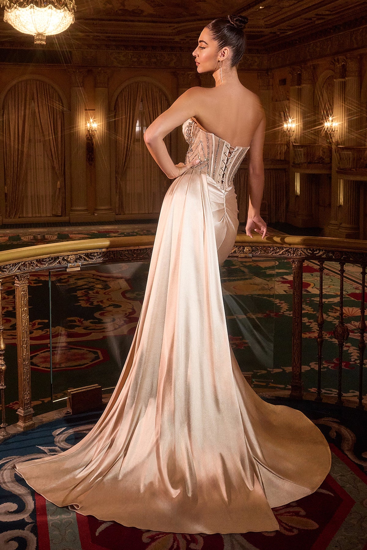 Ladivine KV1131 - Strapless Beaded Satin Mermaid Gown