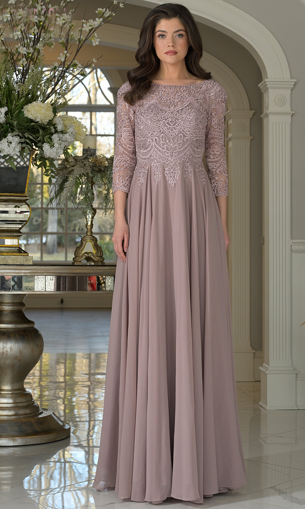 Marsoni by Colors - M238SL Embroidered Bodice Chiffon A-Line Gown - view 12