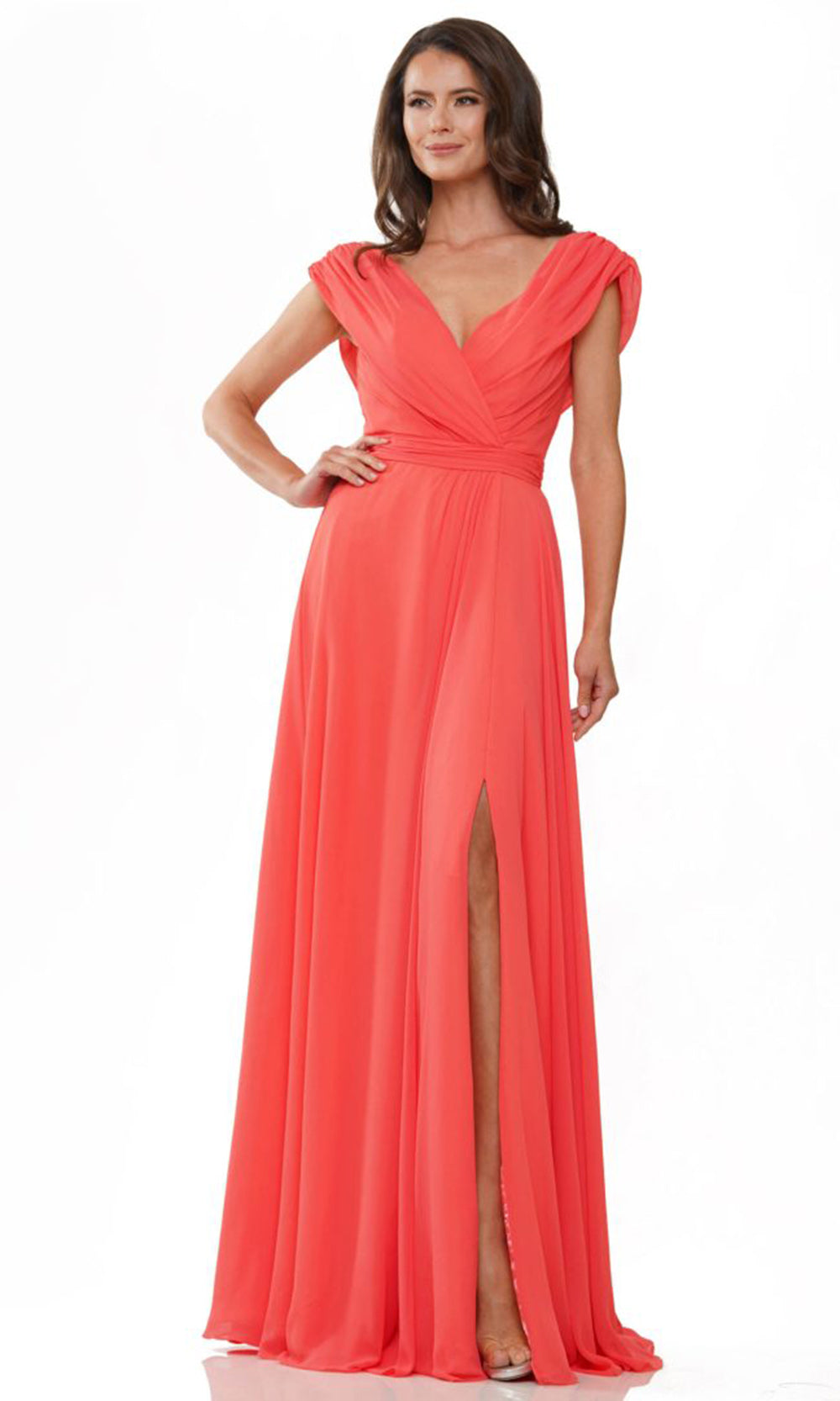 Marsoni by Colors M251-1 - Chiffon A-Line Gown with Gathered Sleeves - back view