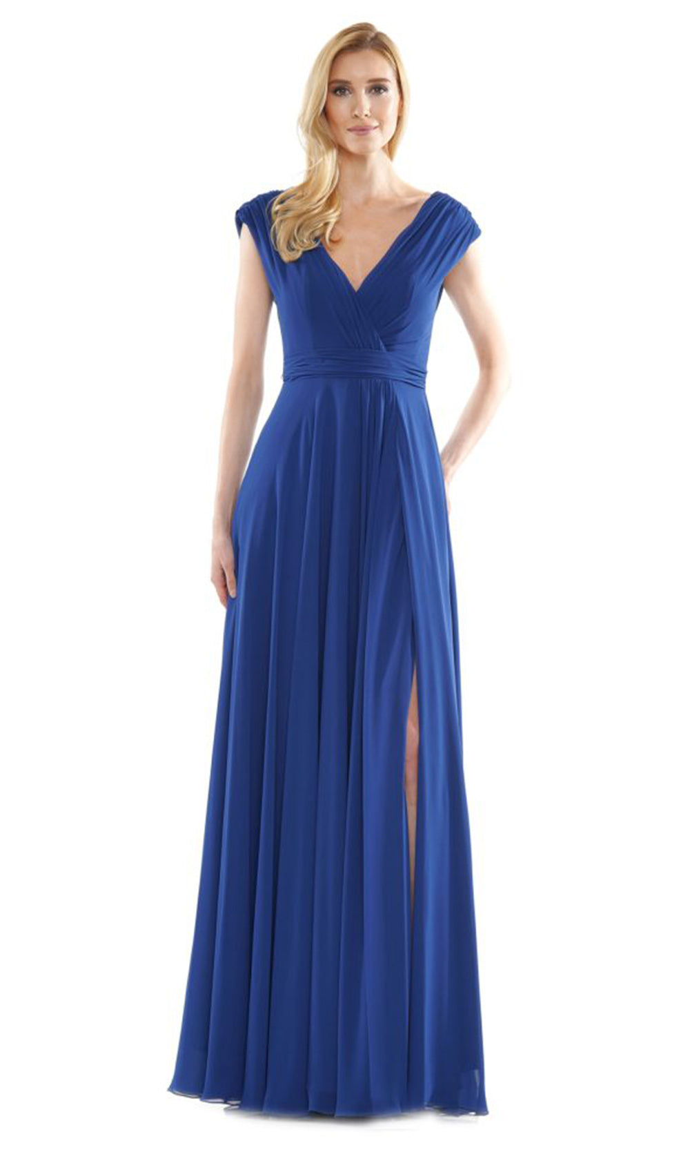 Marsoni by Colors M251-1 - Chiffon A-Line Gown with Gathered Sleeves - detail view