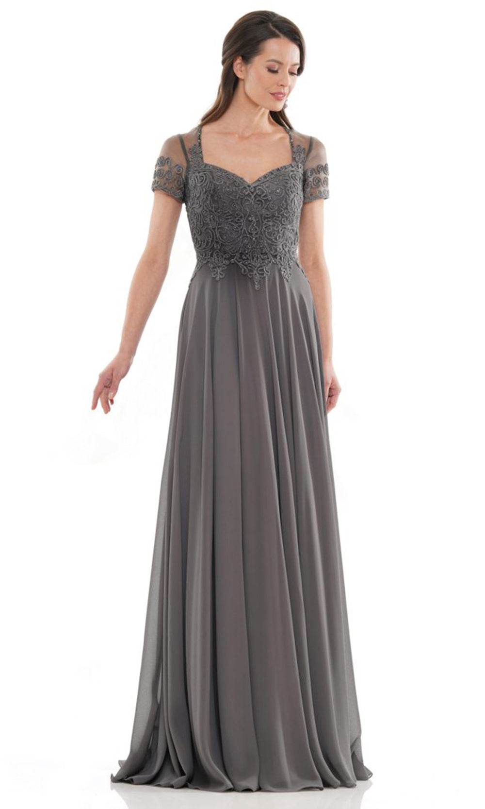 Marsoni by Colors - M271 Short Sleeve Queen Anne Soutache Gown - view 10