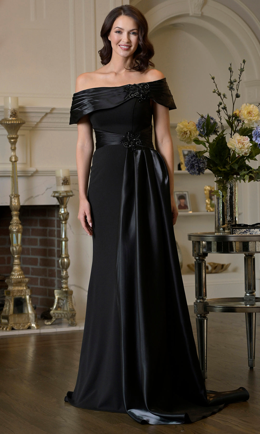 Marsoni by Colors M347 - Off Shoulder Crepe Pleated Gown - view 4