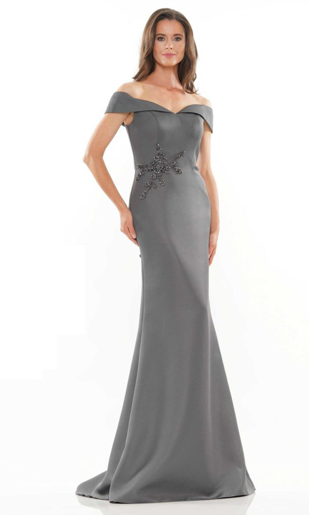 Marsoni by Colors MV1003-1 - Off Shoulder Beaded Waist Gown - detail view